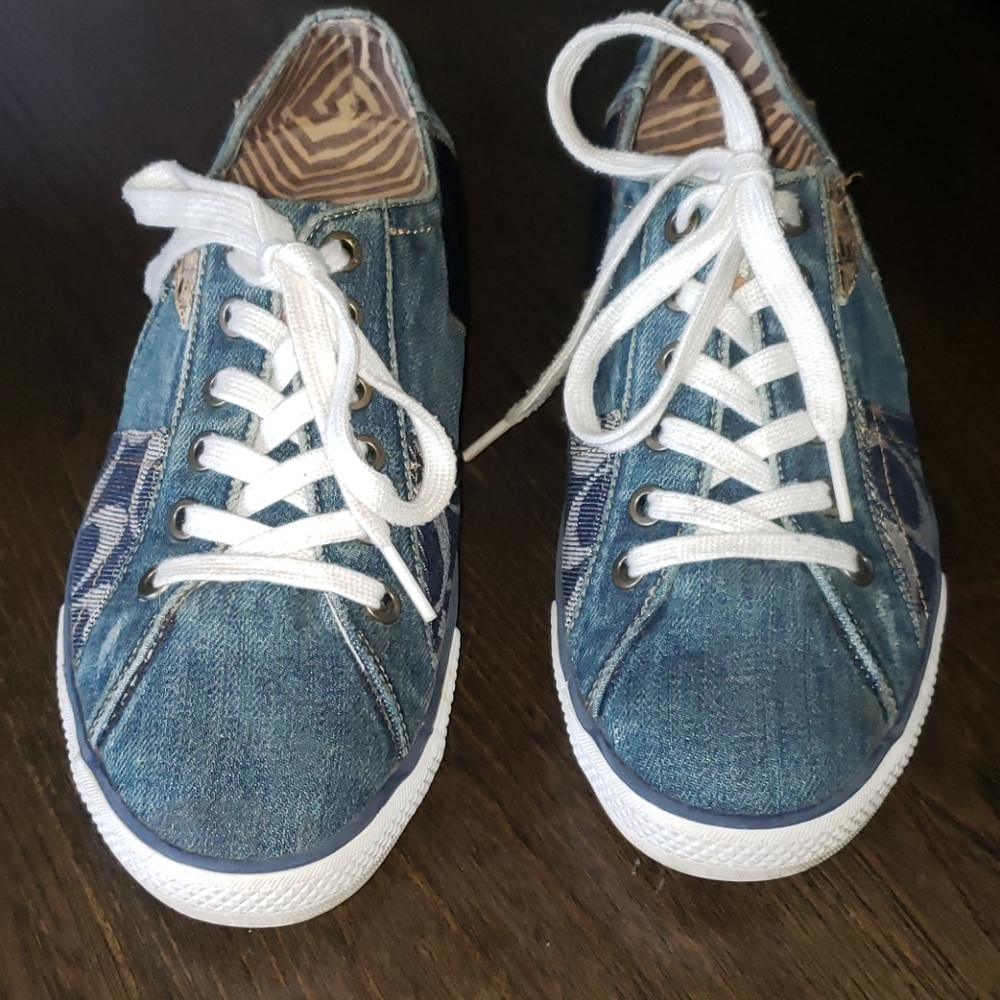 Coach Tonie Destroyed Patchwork Denim Sneaker 7.5 - image 3